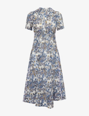 ME AND EM: Geo Paisley-Print Cotton Midi Dress