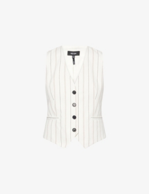 ME AND EM: V-Neck Striped Cotton Vest