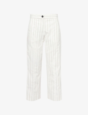Me And Em And Em Womens Multi Stripe Striped Pleated Cropped Wide-leg Cotton Trousers In Multi
