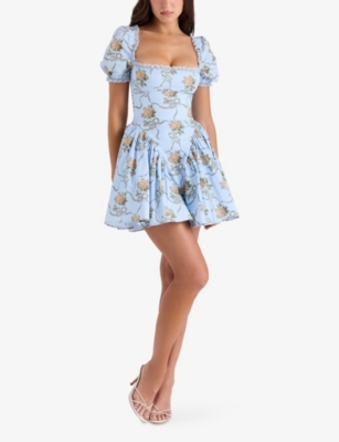 HOUSE OF CB: Rosie Floral-Print Stretch-Cotton Mini Dress