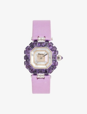 RESELFRIDGES WATCHES: Pre-Loved Kutchinsky Harmony 1990 18ct White-Gold and Amethyst Quartz Watch 29mm