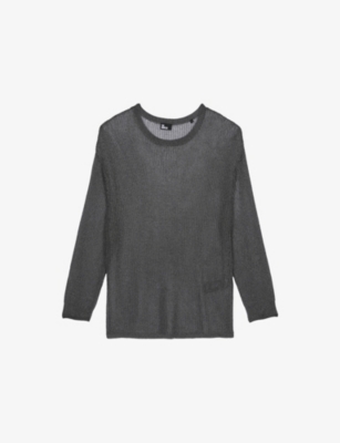 The Kooples Womens Grey Silver Round-neck Relaxed-fit Metallic Knitted Jumper
