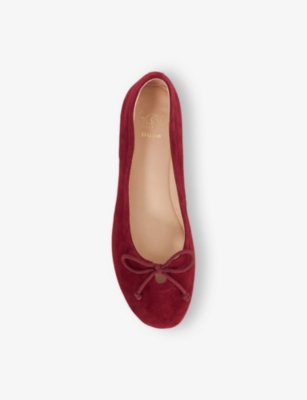 DUNE: Hilife Bow Suede Ballet Flat Shoes