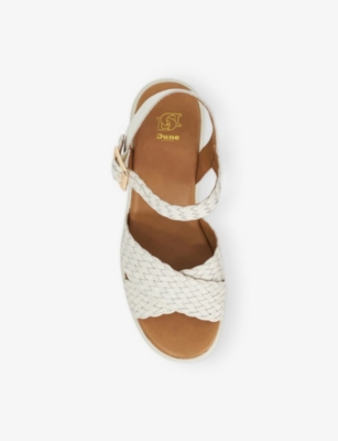 Dune Womens Ecru Leather Kinleys Braided-leather Sandals Eur 38/5 Uk