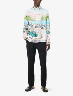 Casablanca Mens The Art Of Racing Classic Long-sleeve Silk Shirt In Multi