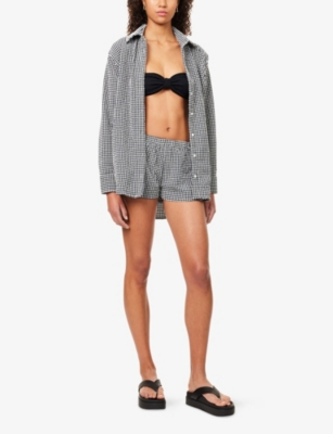 Hunza G Vichy Printed Oversized Shirt In Gray