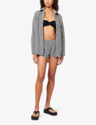 HUNZA G: Gingham Seersucker Runner Woven Shorts