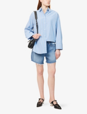 7 For All Mankind Womens Weekend Elevated Distressed Denim Shorts In Weekend