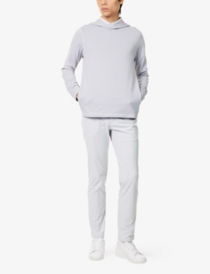 G/FORE MENS LIGHT HEATHER GREY BRUSHED-BACK TECH STRETCH-WOVEN HOODY XL 