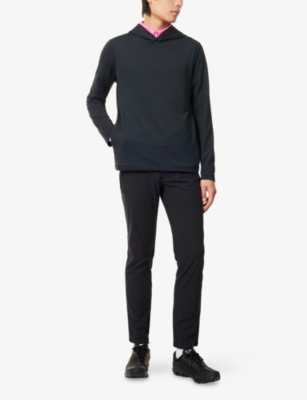 G/FORE MENS ONYX BRUSHED-BACK TECH STRETCH-WOVEN HOODY 