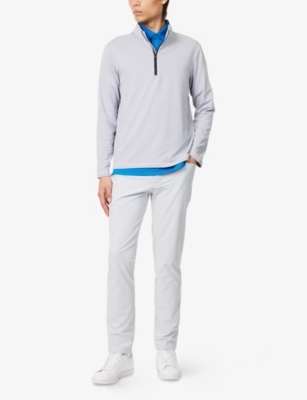 Shop G/fore Mens  Brushed-back Tech Quarter-zip Stretch-woven Sweatshirt In Light Grey Melange