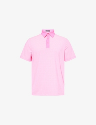 G/fore Mens Feeder Stripe Fine Tech Jersey Polo Shirt Knockout Pink In Knockout Pink
