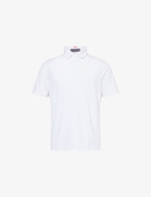 G/fore Mens Lisbon Jacquard Fine Stretch-woven Polo Shirt In Snow