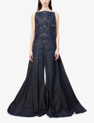 Sacai Womens Indigo  X Levi's Flared Sleeveless Denim Jumpsuit In Purple