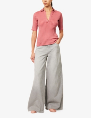 7 For All Mankind Womens Drive Marie Wide-leg Mid-rise Denim Jeans