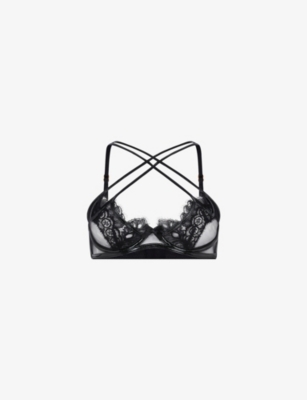 AGENT PROVOCATEUR: Ariella Plunge Underwired Lace Mesh Bra