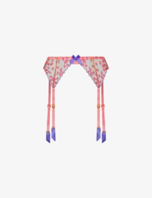 AGENT PROVOCATEUR: Lissa Embroidered Tulle Suspenders