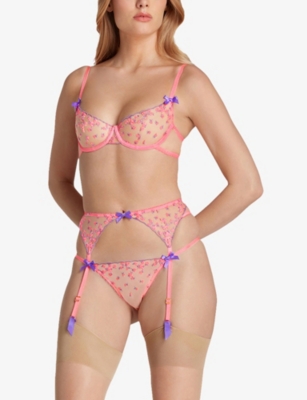AGENT PROVOCATEUR: Lissa Embroidered Tulle Thong