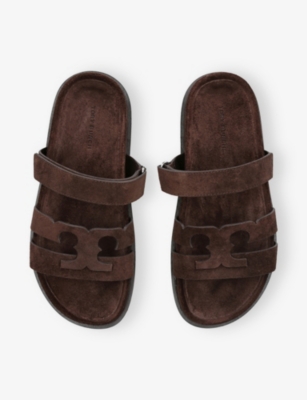 Tory Burch Chocolate Suede Ines Slippers In Burgundy