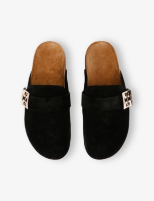 Tory Burch Suede Mellow Mules In Black