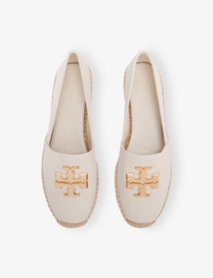 Tory Burch Ines Leather Espadrilles In White