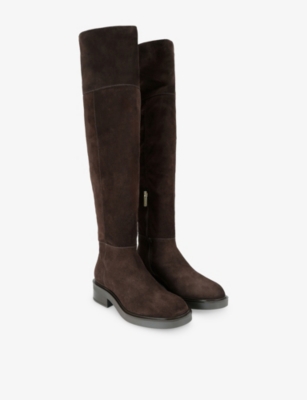 Carvela Womens Brown Napoli Suede Flat Over-the-knee Boots Eur 40 / 7 Uk In Brown