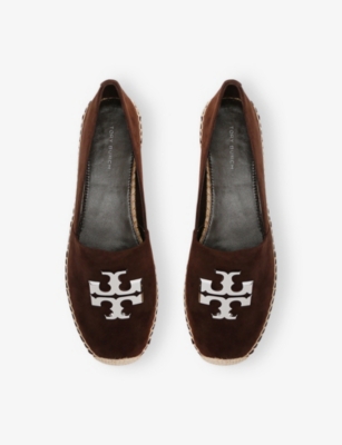 Tory Burch Round Toe Suede Espadrilles With Espadrille Sole In Brown