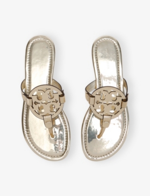 Tory Burch Miller Logo Sandals In Gold