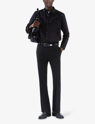 THE KOOPLES: Stud-Embellished Long-Sleeved Cotton Shirt