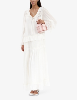 Shop The Kooples Womens Ecru Long-sleeve Tiered Woven Dress
