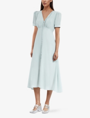 THE KOOPLES: Buttoned V-neck Silk Midi Dress