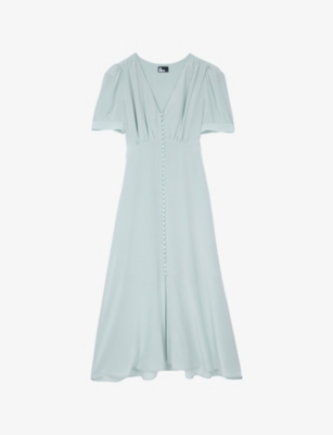 THE KOOPLES: Buttoned V-neck Silk Midi Dress