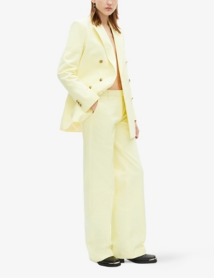 The Kooples Womens Double-breasted Cotton Blazer Yellow In Yellow