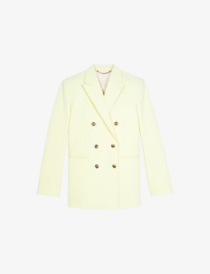 The Kooples Womens Double-breasted Cotton Blazer Yellow In Yellow