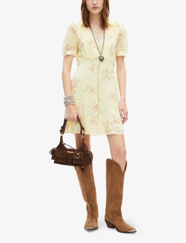 Graphic-Print Short-Sleeve Woven Mini Dress