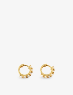Missoma Womens Gemstone 18ct Yellow Gold Vermeil And Pearl Huggie Hoop Earrings In Gold