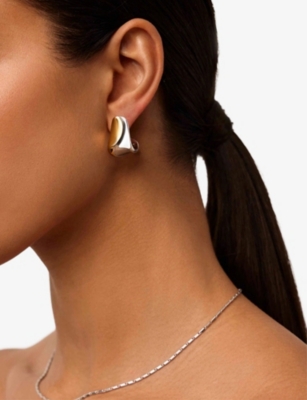 Missoma Womens Mixed Sculptural Molten 18ct Yellow Gold-plated And Rhodium-plated Brass Hoop Earrings