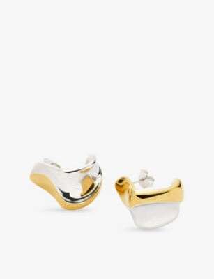 MISSOMA: Sculptural Molten 18ct Yellow Gold-Plated and Rhodium-Plated Brass Hoop Earrings