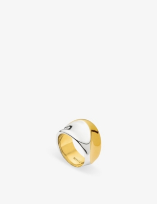 MISSOMA: Sculptural Molten 18ct Yellow Gold-Plated and Rhodium-Plated Brass Ring