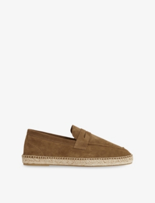 Reiss Womens Stone Cannes Suede Esapdrille Loafers Eur 45 / 11 Uk