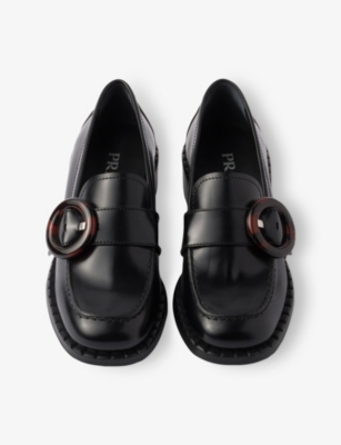 PRADA: Brushed Leather Loafers