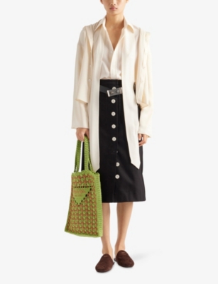 PRADA: Drill Button-Up Cotton Midi Skirt