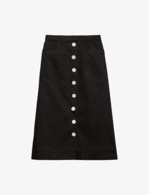 PRADA: Drill Button-Up Cotton Midi Skirt
