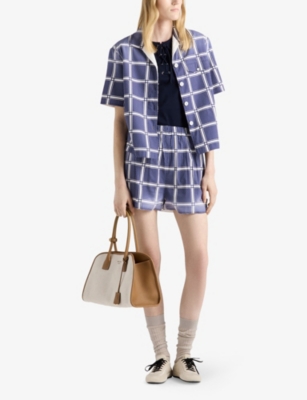 PRADA: Lace-Up Triangle-Patch Cotton-Jersey Tank Top