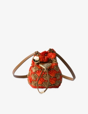 PRADA: Triangle-Logo Crochet Mini Pouch