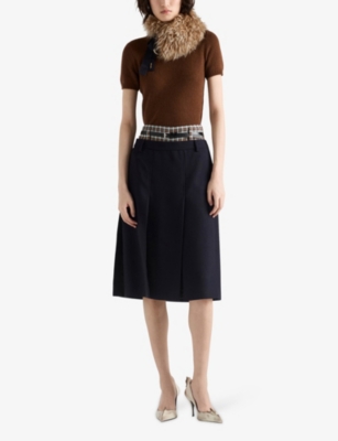 Prada Womens Brown Short-sleeve Knitted Cashmere Jumper In Brown