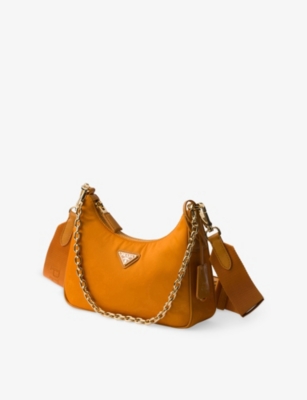 Prada Womens Orange  Re Edition 2005 Nylon Shoulder Bag