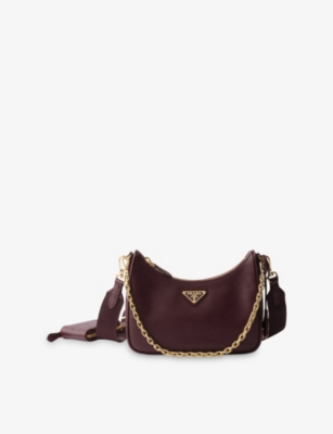 Prada Womens Burgundy Re-edition 2005 Leather Cross-body Bag In Burgundy