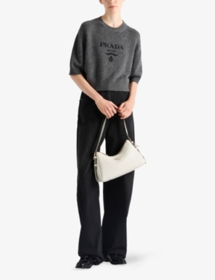 PRADA: Logo-Intarsia Cashmere-Wool Blend Knitted Jumper