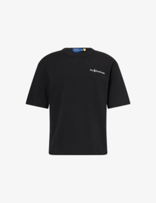 Polo Ralph Lauren Mens Crewneck Embroidered-logo Cotton T-shirt Polo Black